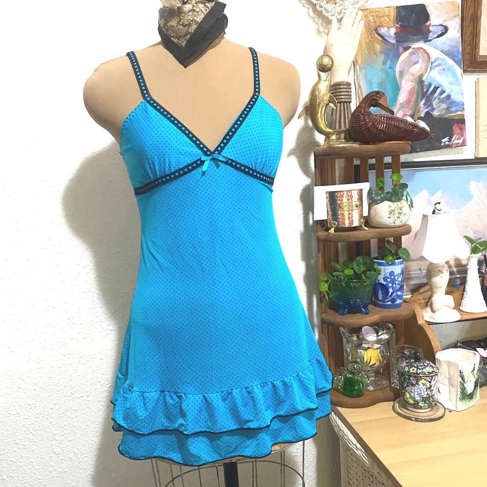 Pucker Up! Dress Turquoise Blue y2k festival fairy Babydoll Chemise Large